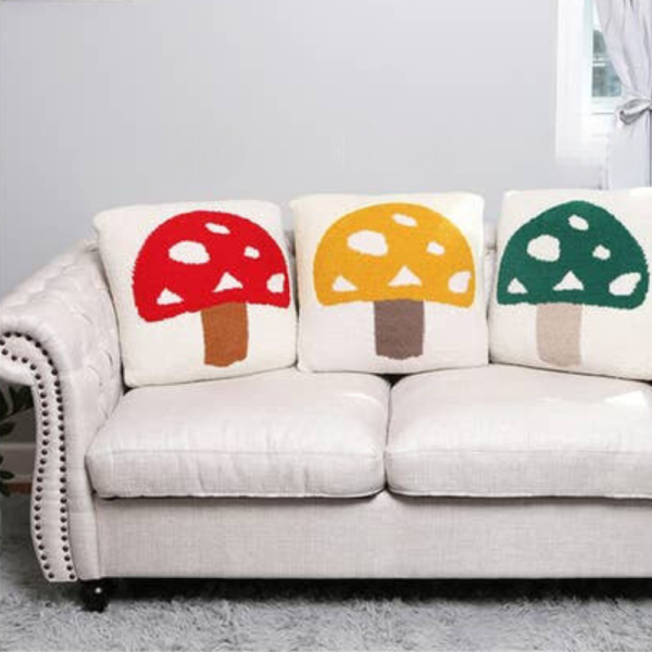 Cozy Mushroom Pillow Case - Yellow - Image 3