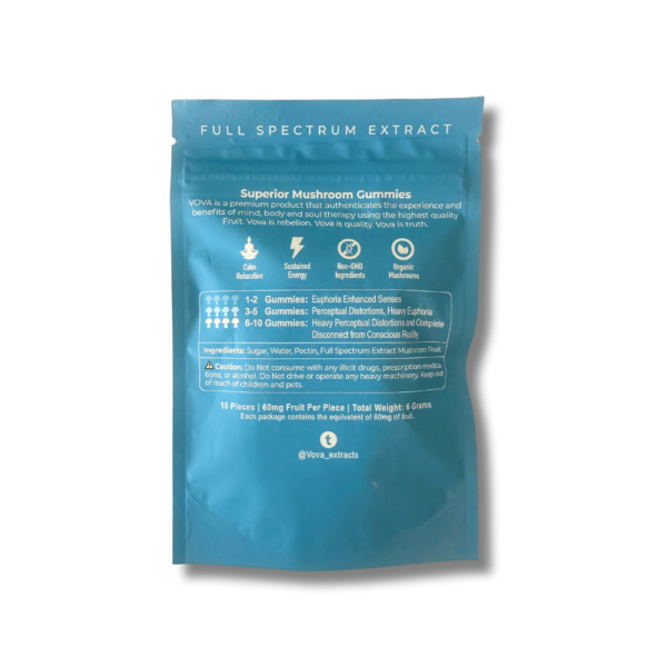 6g VOVA Mushroom Gummies - Brilliant Blue Raspberry - Image 3