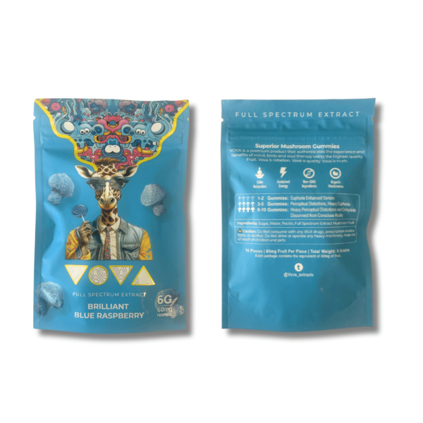 6g VOVA Mushroom Gummies - Brilliant Blue Raspberry - Image 4