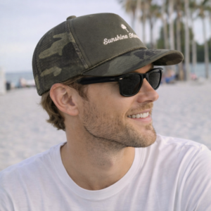 Sunshine Monday Camo Foam Trucker Hat - Olive