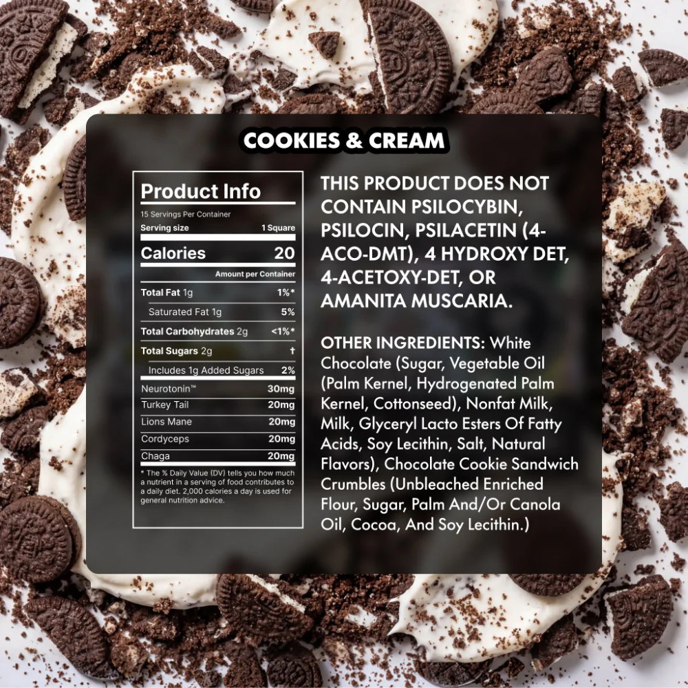 TRĒ House Extra Strength Mushroom Chocolate Bar - Cookies & Cream - Image 2