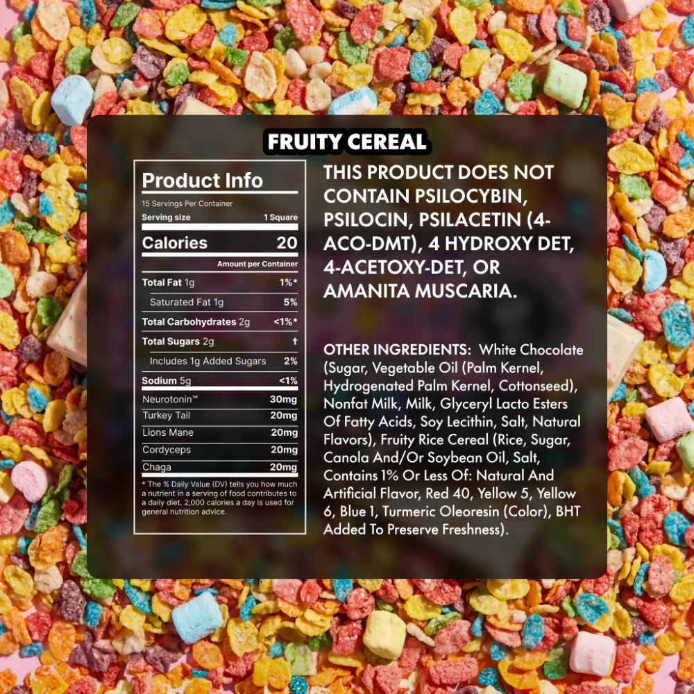 TRĒ House Extra Strength Mushroom Chocolate Bar - Fruity Cereal - Image 3