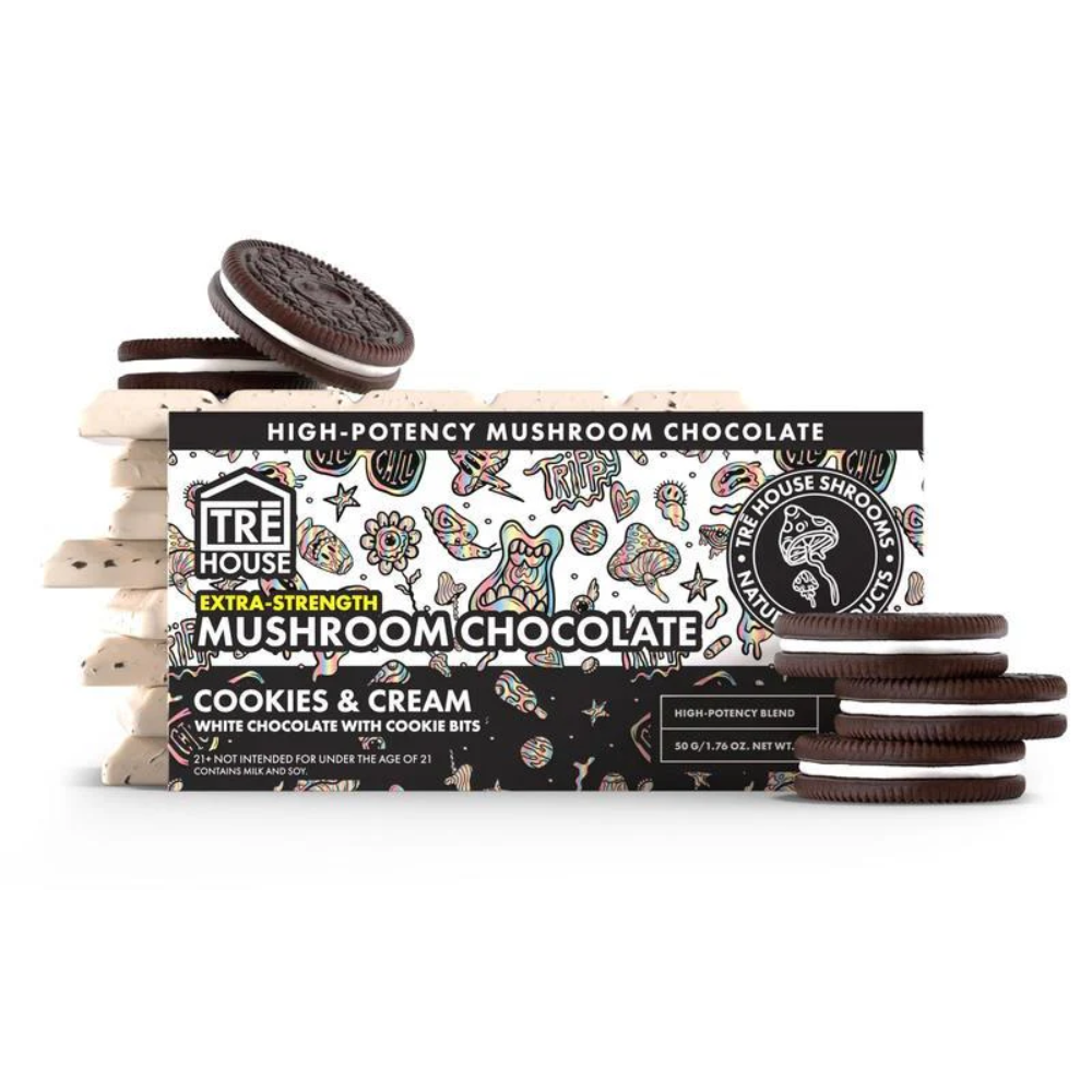 TRĒ House Extra Strength Mushroom Chocolate Bar - Cookies & Cream